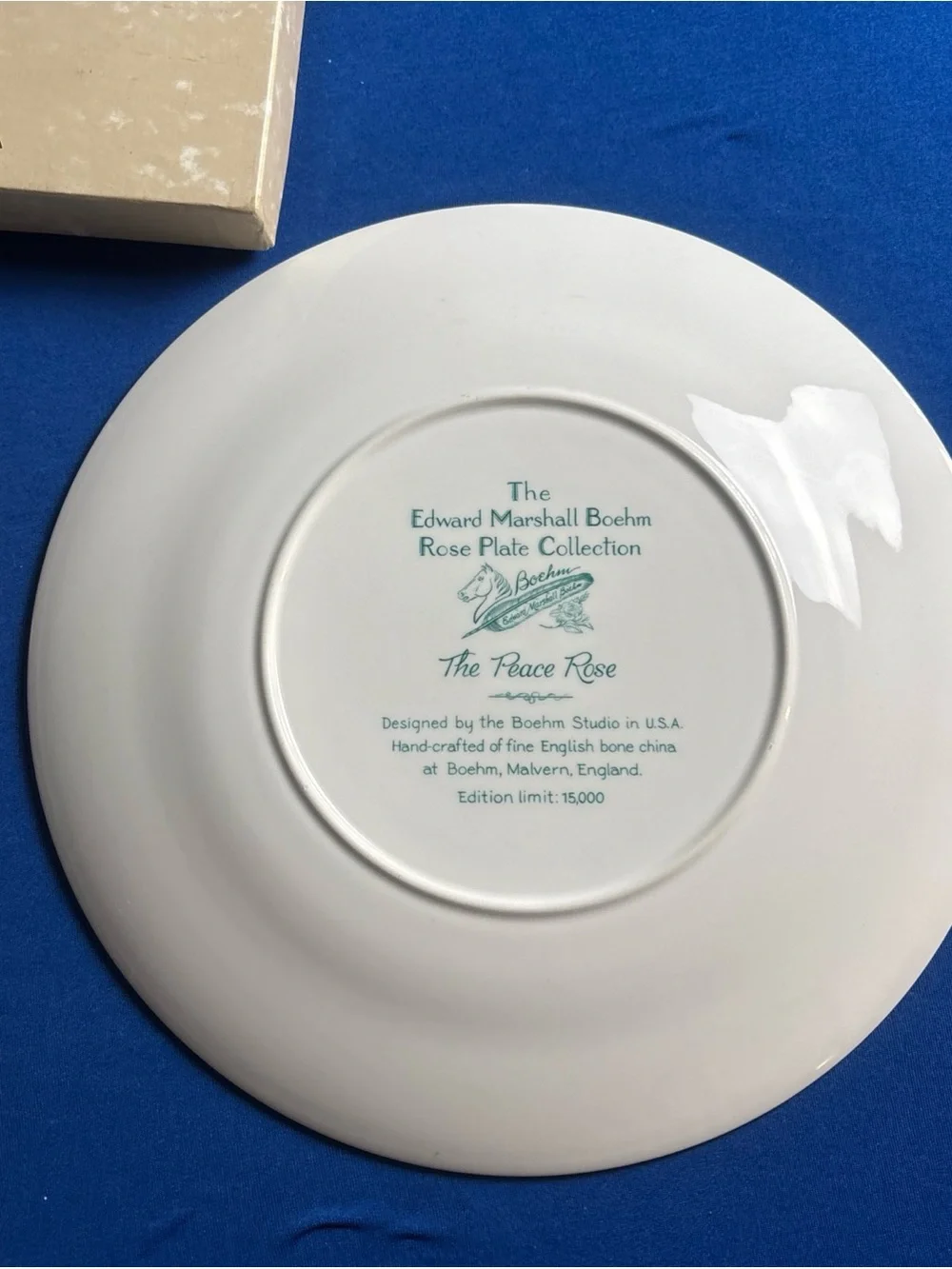 Edward Marshall Boehm White Masterpiece & Yellow Peace Rose  Collector Plates